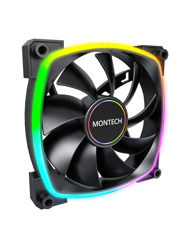 Montech AX140 PWM BK - Kotelotuuletin - 140mm - Musta RGB LED valolla - 28 dBA