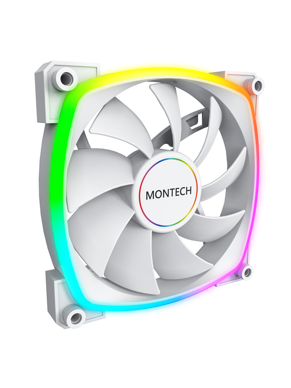 Montech AX140 PWM WH - Kotelotuuletin - 140mm - Valkoinen, RGB-valolla - 28 dBA