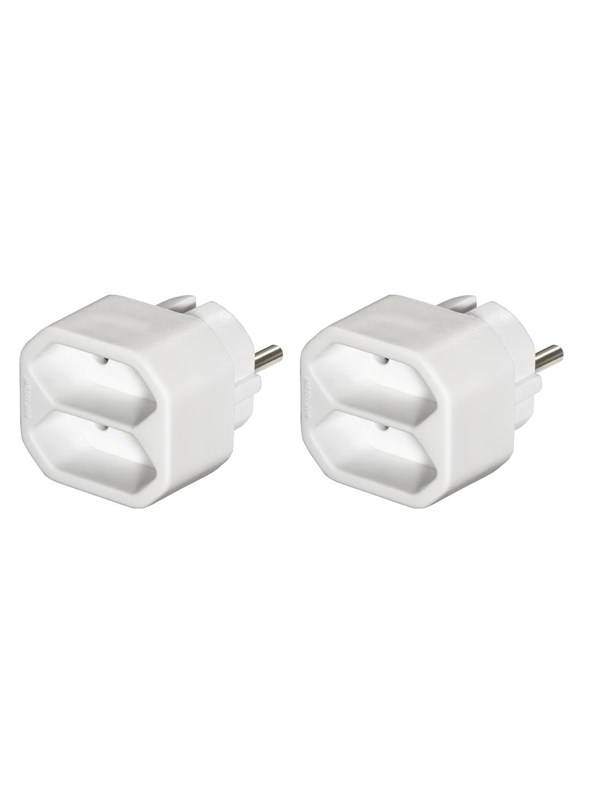 Hama 2-way Socket Adapter Double Pack White