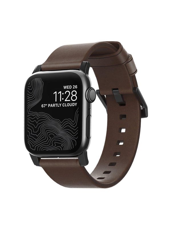 Nomad - Modern Band - 44mm/42mm | Black Hardware | Rustic Brown Leather