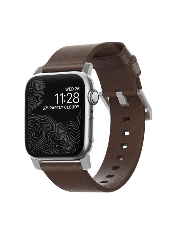 Nomad - Modern Band - 44mm/42mm | Silver Hardware | Rustic Brown Leather