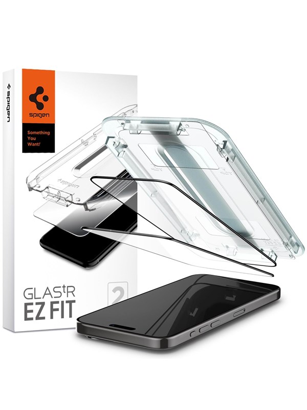 Spigen Glass tR EZ Fit 2 Pack - FC Black - iPhone 15 Pro Max