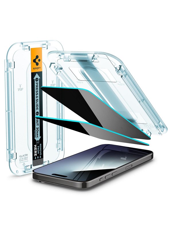 Spigen Glass tR EZ Fit (Privacy) 2 Pack - transparency - iPhone 15 Pro