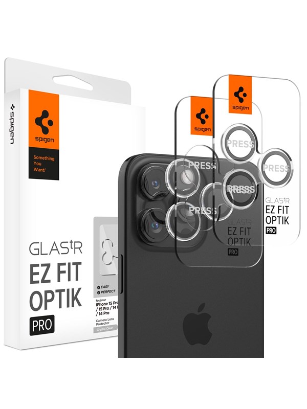 Spigen Glass tR EZ Fit Optik Pro 2 Pack - cc - iPhone 17/16/15/14 Pro / 17/16/15/14 Pro Max