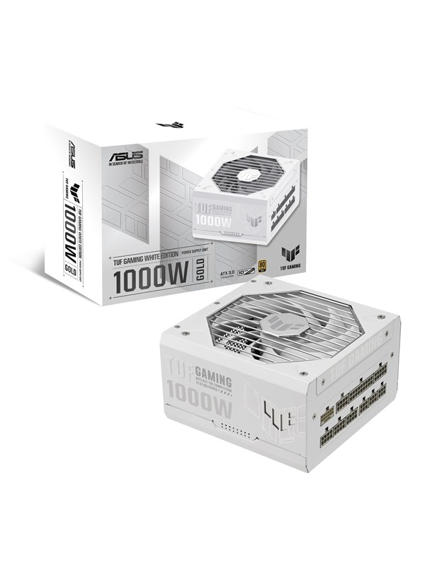 ASUS TUF GAMING 1000G - White Virtalähde - 1000 Watt - 135 mm - ATX 3.1 - 80 Plus Kulta sertifioitu