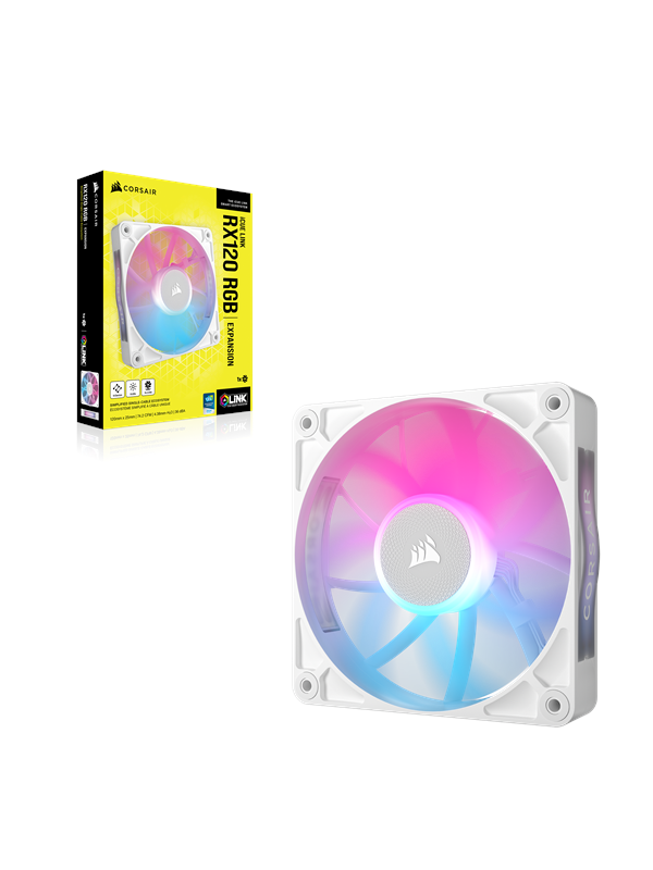 Corsair iCUE LINK RX120 RGB - Kotelotuuletin - 120mm - Valkoinen, RGB-valolla - 36 dBA