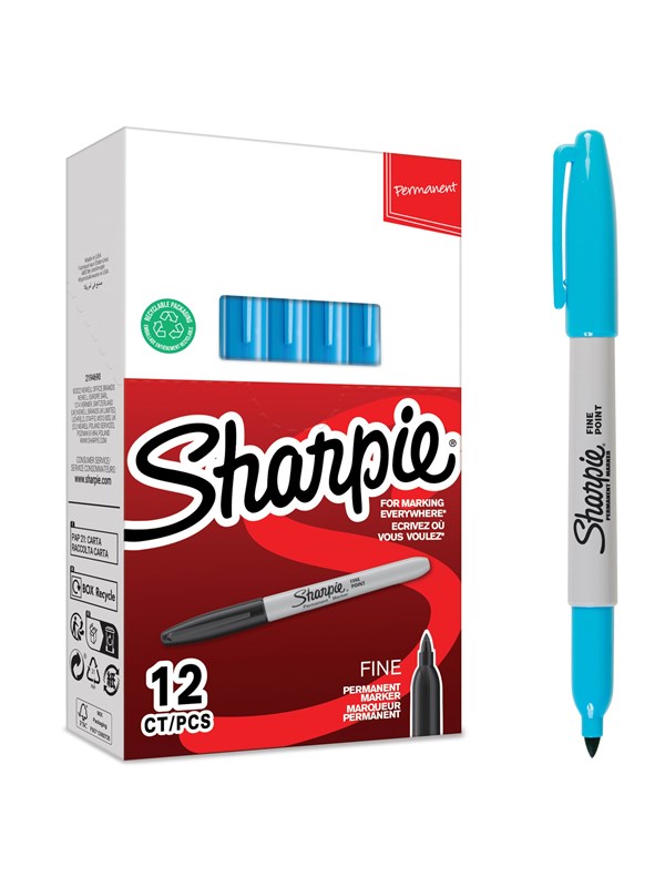 Sharpie Permanent Marker Fine Light Blue 12-Tuck