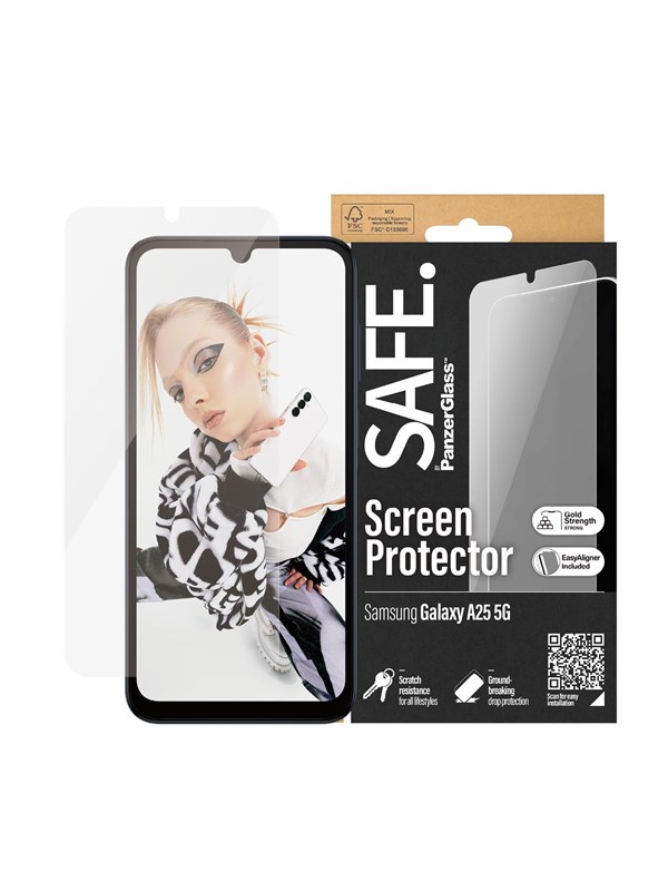 SAFE by PanzerGlass Screen Protector Samsung Galaxy A25 5G | Ultra-Wide Fit w. EasyAligner