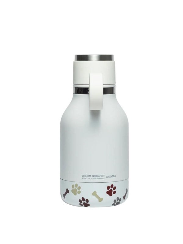 ASOBU Stainless Steel Dog Bowl Bottle White 975ml