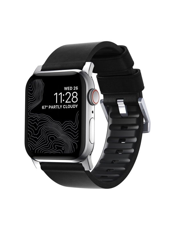 Nomad - Active Band Pro - 44mm/42mm Silver Hardware Black Active Leather FKM