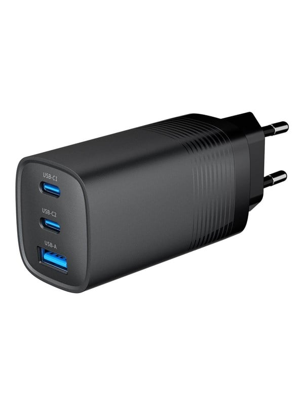 Gembird Universal GaN USB charger QC 3.0 & PD 65W 2-port - Black