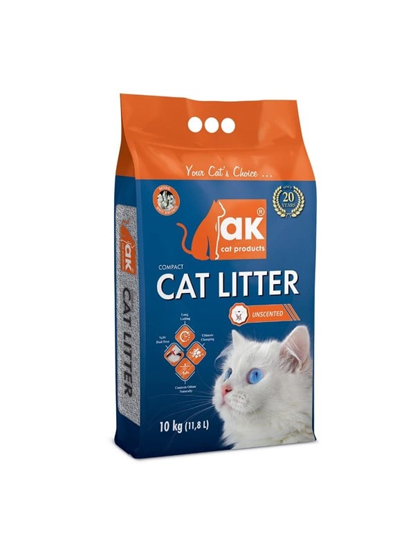 AK Kompakti paakkuuntuva kissanhiekka hajusteeton 10 kg