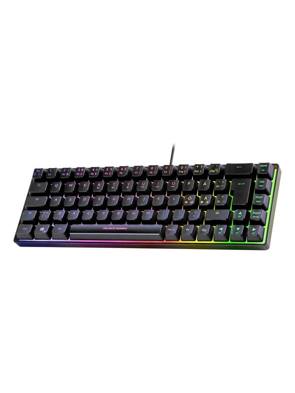 Deltaco GAMING DK240 Mini RGB Membrane Keyboard - Pelinäppäimistö - ilman numpadia - Pohjoismainen - Musta