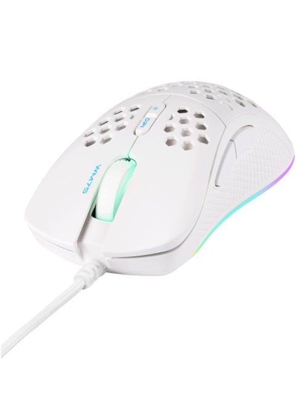 Deltaco GAMING WM75 Ultralight Wired - Pelihiiri - 7 painiketta - Valkoinen RGB-valolla
