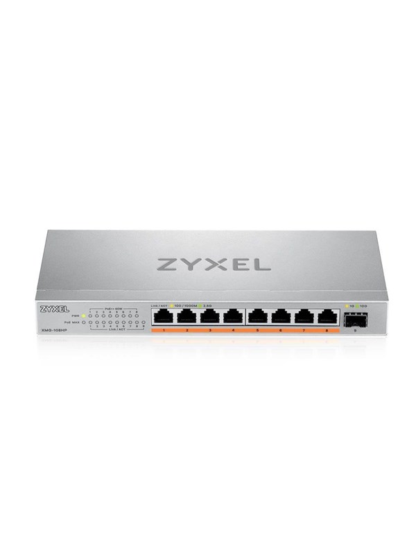 Zyxel XMG-108HP, Hallitsematon, 2.5G Ethernet (100/1000/2500), Power over Ethernet -tuki