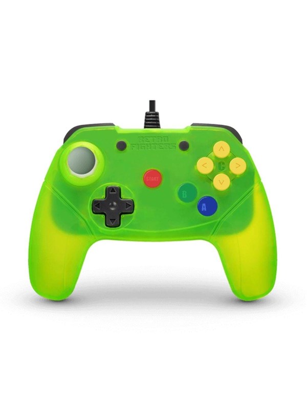 Retro Fighters Brawler64 Color Edition v2 - Extreme Green - Wired Controller - Nintendo 64