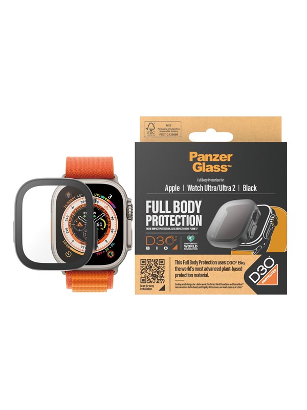 PanzerGlass Screen Protector Full Body with D3O Apple Watch Ultra | 49mm | Black
