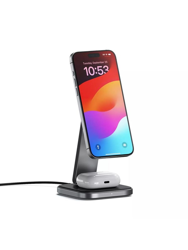 Satechi 2-in-1 Foldable Qi2 Wireless Charging Stand (Space Gray)