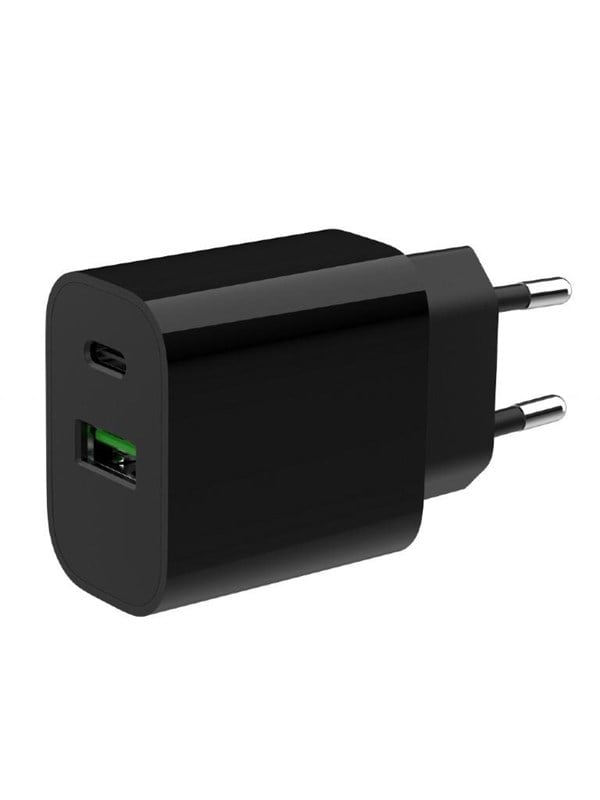 Gembird Universal GaN USB charger QC 3.0 & PD 20W 2-port - Black