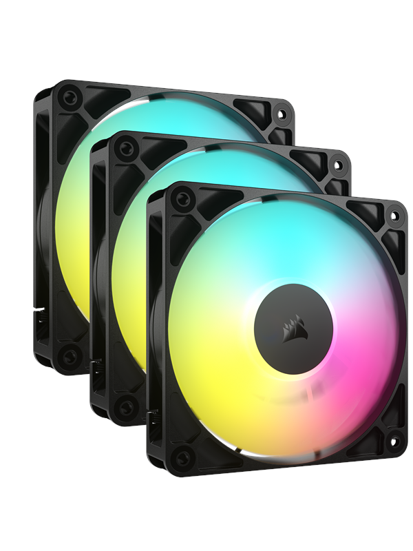 Corsair RS120 ARGB 3-pack - Kotelotuuletin - 120mm - Musta RGB LED valolla - 36 dBA