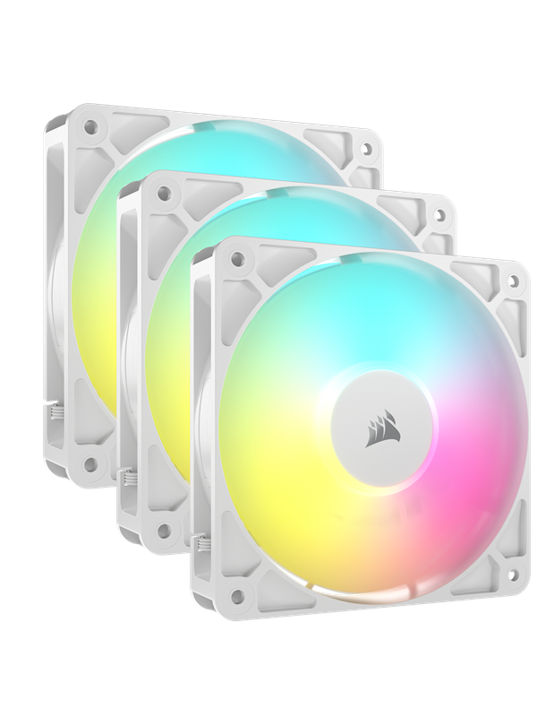 Corsair RS120 ARGB 3-pack - Kotelotuuletin - 120mm - Valkoinen, RGB-valolla - 36 dBA