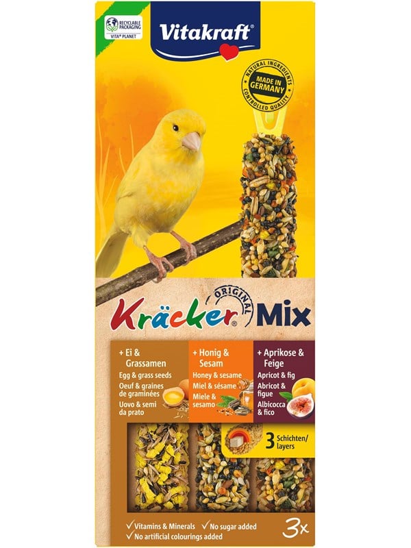 Vitakraft Kräcker Mix Hunja/Heinä/Aprikoosi kanarialinnuille