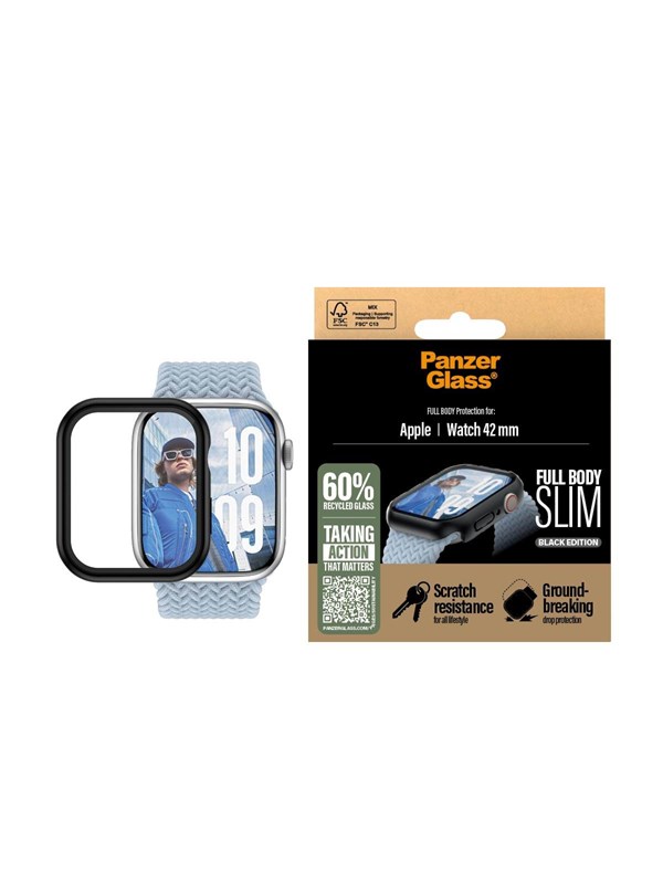 PanzerGlass Screen Protector Snappie Full Body Slim Black Apple Watch Series 10 | 42mm
