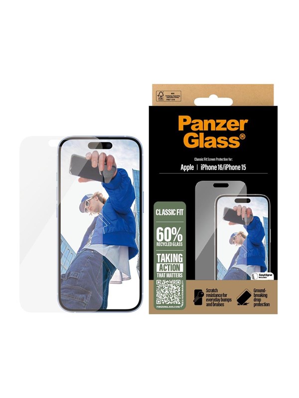 PanzerGlass Screen Protector iPhone 16 | 15 | Classic Fit