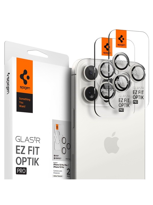 Spigen Glass tR EZ Fit Optik Pro 2 Pack - white tita - iPhone 17/16/15 Pro / 17/16/15 Pro Max