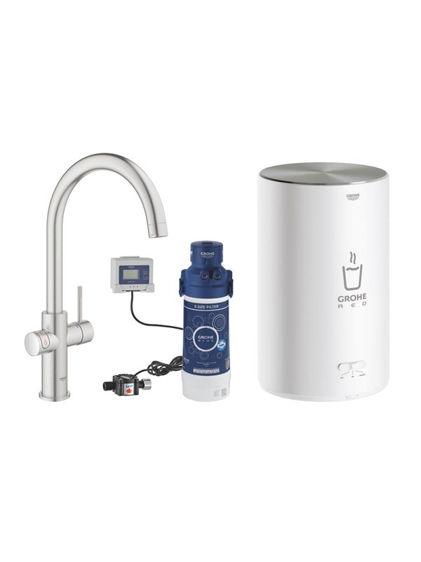 Grohe Red Duo Kitchen faucet and kettle in size M Chrome