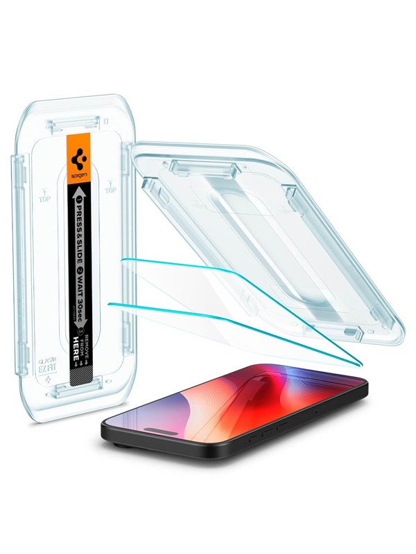 Spigen Glass tR EZ Fit 2 Pack - transparency - iPhone 17/17 Pro/16 Pro