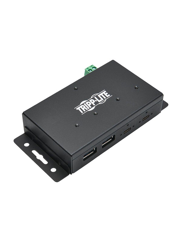 Eaton series 4-Port Industrial-Grade USB 3.1 Gen 2 Hub - 10 Gbps 2 USB-C & 2 USB-A 15 kV ESD Immunity Iron Housing USB hub - 4 porttia - Musta