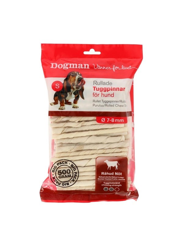 Dogman Rullatut purutikut Naudan raakanahka 500g (100-Pack)