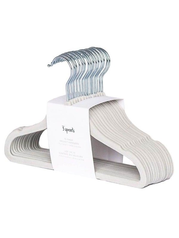 3 Sprouts - Velor Hanger 15 pcs Grey