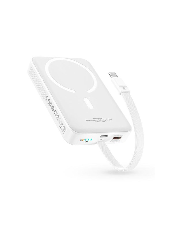 Baseus Magnetic Mini 10000mAh 20W MagSafe (White) Powerbank - Valkoinen - 10000 mAh