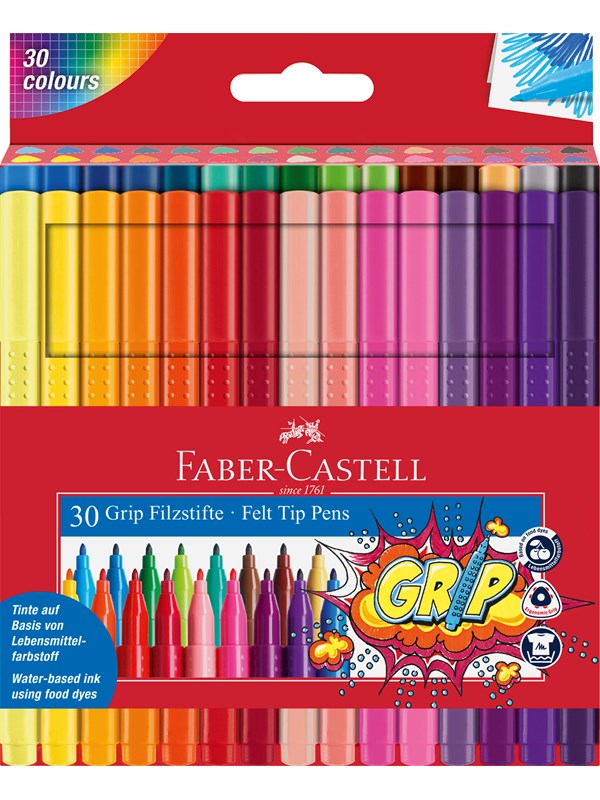 Faber-Castell Fibre-tip pens Grip Colour Marker set 30