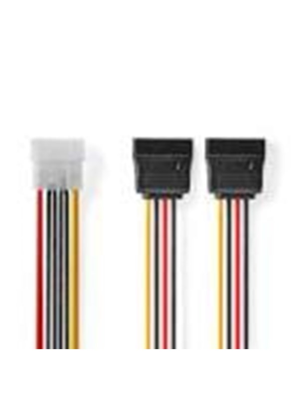 Nedis Internal Power cable | Molex Male | 2x SATA 15-Pin Female