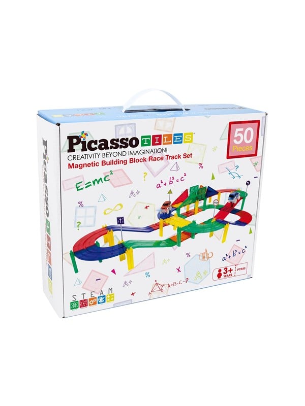PicassoTiles 50-osainen Magneettinen Kilparata Rakennuspalikat