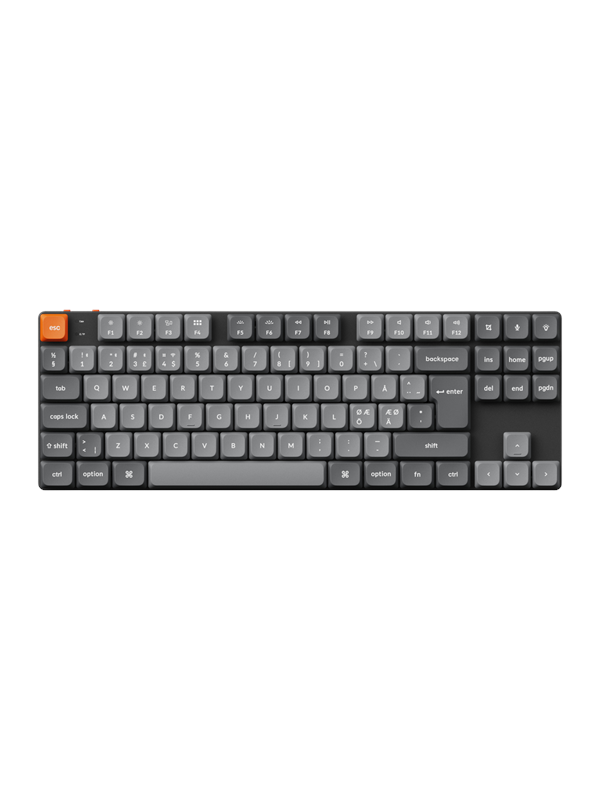 Keychron K1 MAX QMK/VIA Wireless RGB Hot Swap Low Profile Red - Gray - Näppäimistö - ilman numeronäppäimiä - Pohjoismainen - Harmaa