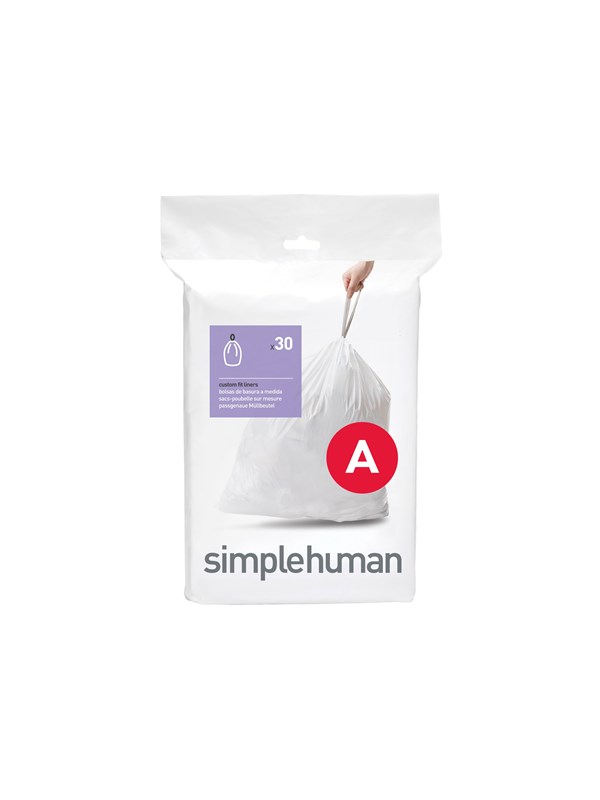 Simplehuman Koodi A mittatilaustyönä tehdyt roskapussit, 30 kpl, valkoinen