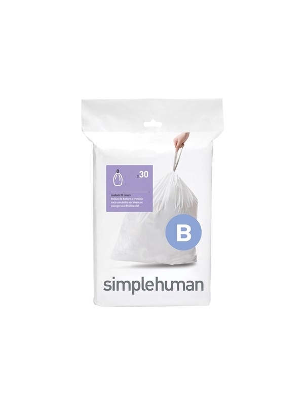 Simplehuman Koodi B mittatilaustyönä tehdyt roskapussit, 30 kpl, valkoinen