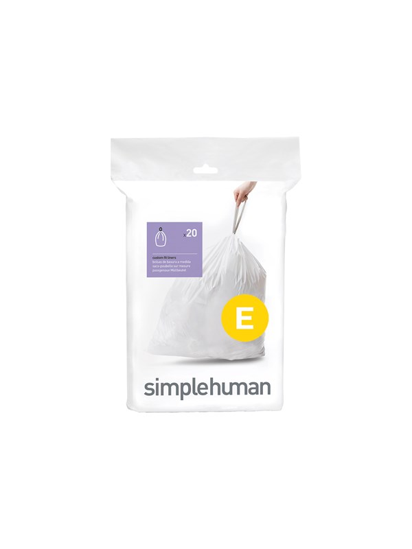 Simplehuman Koodi E mittatilaustyönä tehdyt roskapussit, 20 kpl, valkoinen