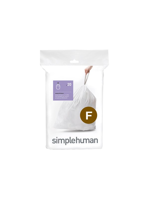 Simplehuman Koodi F mittatilaustyönä tehdyt roskapussit, 20 kpl, valkoinen