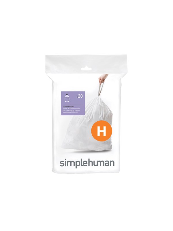 Simplehuman Koodi H mittatilaustyönä tehdyt roskapussit, 20 kpl, valkoinen