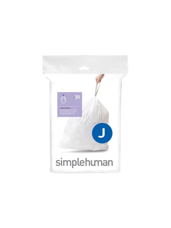 Simplehuman Koodi J mittatilaustyönä tehdyt roskapussit, 20 kpl, valkoinen