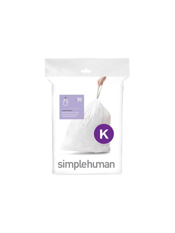 Simplehuman Koodi K mittatilaustyönä tehdyt roskapussit, 20 kpl, valkoinen
