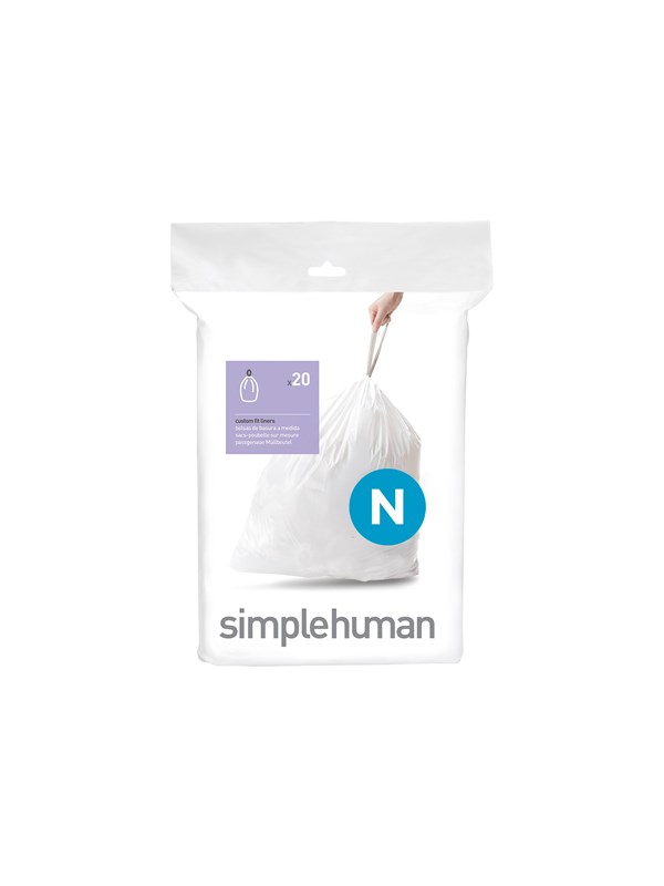 Simplehuman Koodi N mittatilaustyönä tehdyt roskapussit, 20 kpl, valkoinen