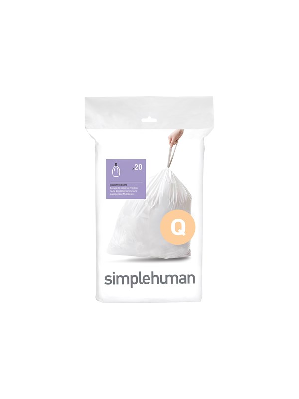 Simplehuman Koodi Q mittatilaustyönä tehdyt roskapussit, 20 kpl, valkoinen