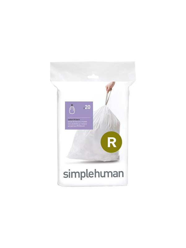 Simplehuman Koodi R mittatilaustyönä tehdyt roskapussit, 20 kpl, valkoinen