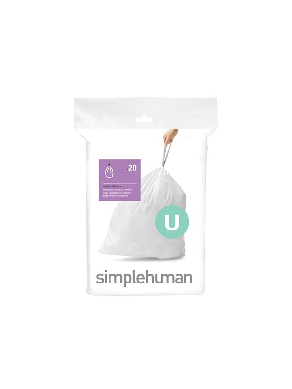 Simplehuman Koodi U mittatilaustyönä tehdyt roskapussit, 20 kpl, valkoinen